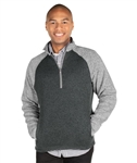 MEN'S QUARTER ZIP COLOR BLOCKED HEATHERED FLEECE Charles River 9014